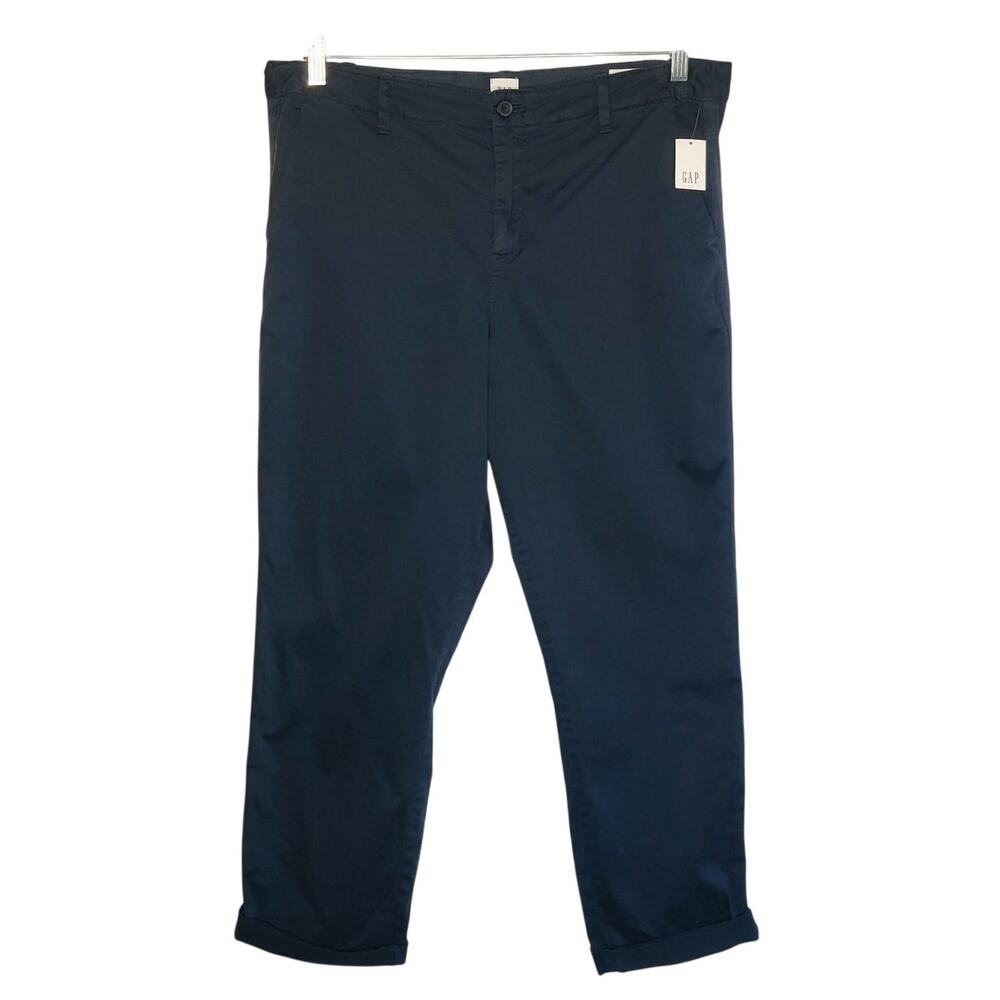 NWT Gap Girlfriend Chinos Navy Blue 12 Tapered Ankle Pants Twill Preppy Academia